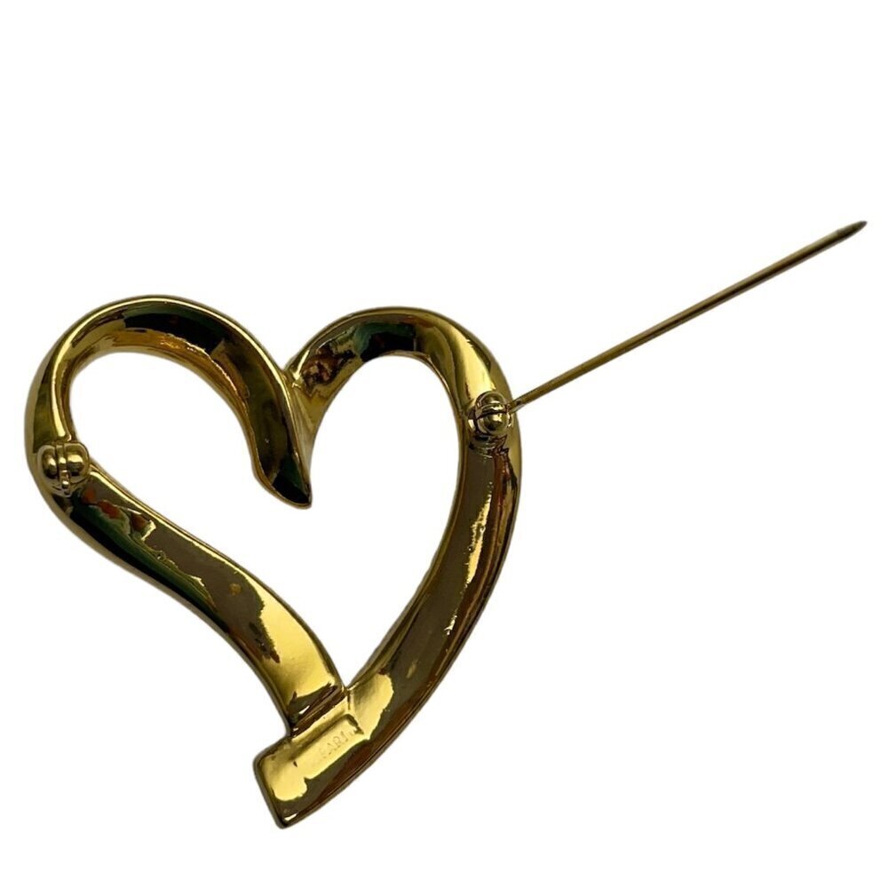 Trifari Gold Tone Open Heart Brooch Large Heart Shaped Pin Fashion Jewelry - Picture 5 of 7